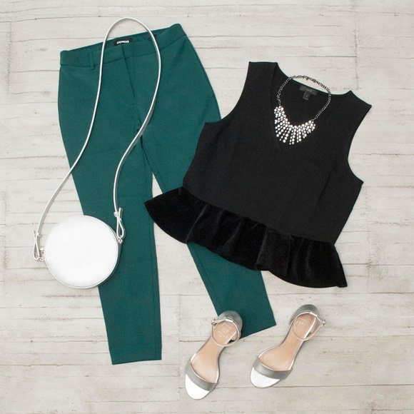 J. Crew Velvet Peplum Top in Black size M - Picture 1 of 4